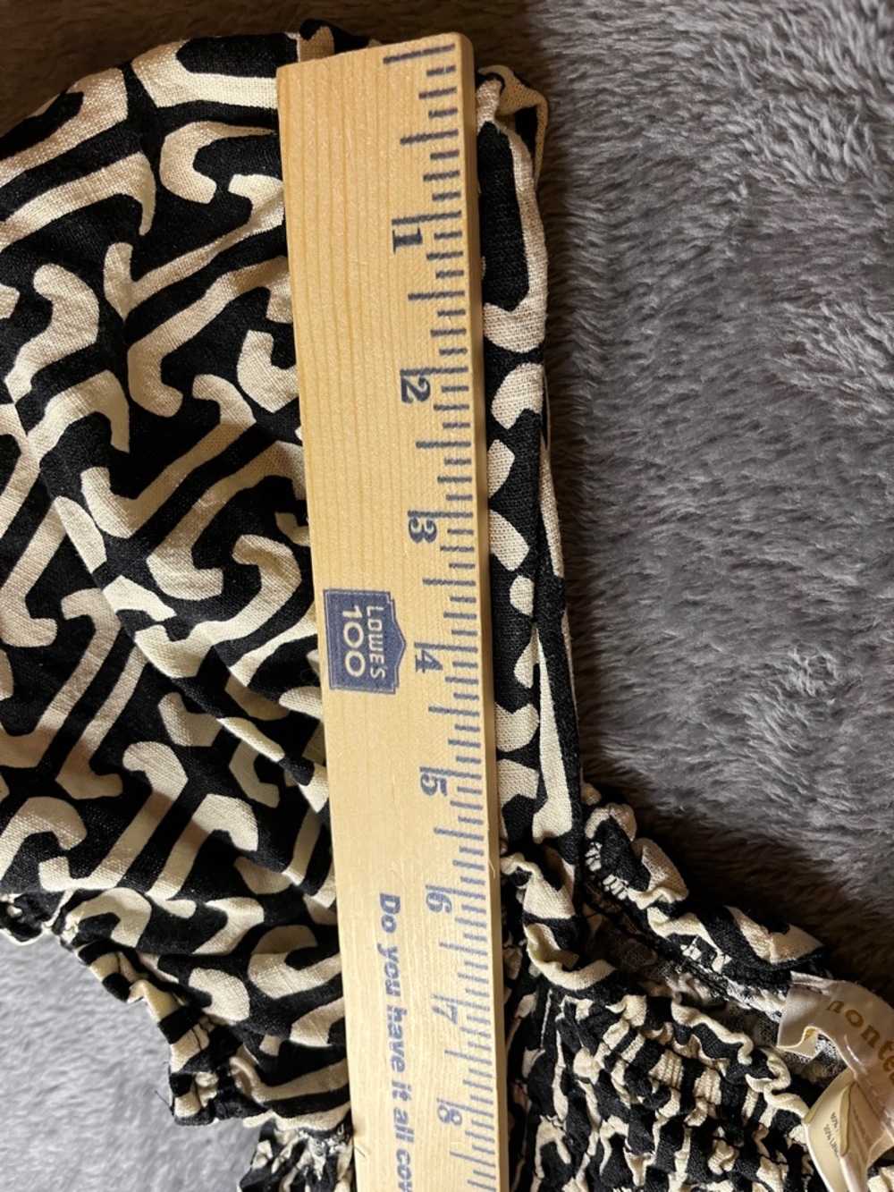 Monteau Black & White Smocked Puff Sleeve Crop Top - Picture 5 of 7